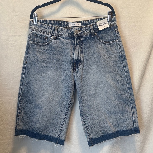 Witty Fox Pants - Witty Fox 90s Style Acid Wash Baggy Dad Jorts | Loose Fit Denim Shorts
